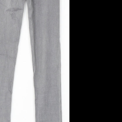 Topshop Womens Grey Cotton Skinny Jeans Size 26 in L32 in Regular Button
