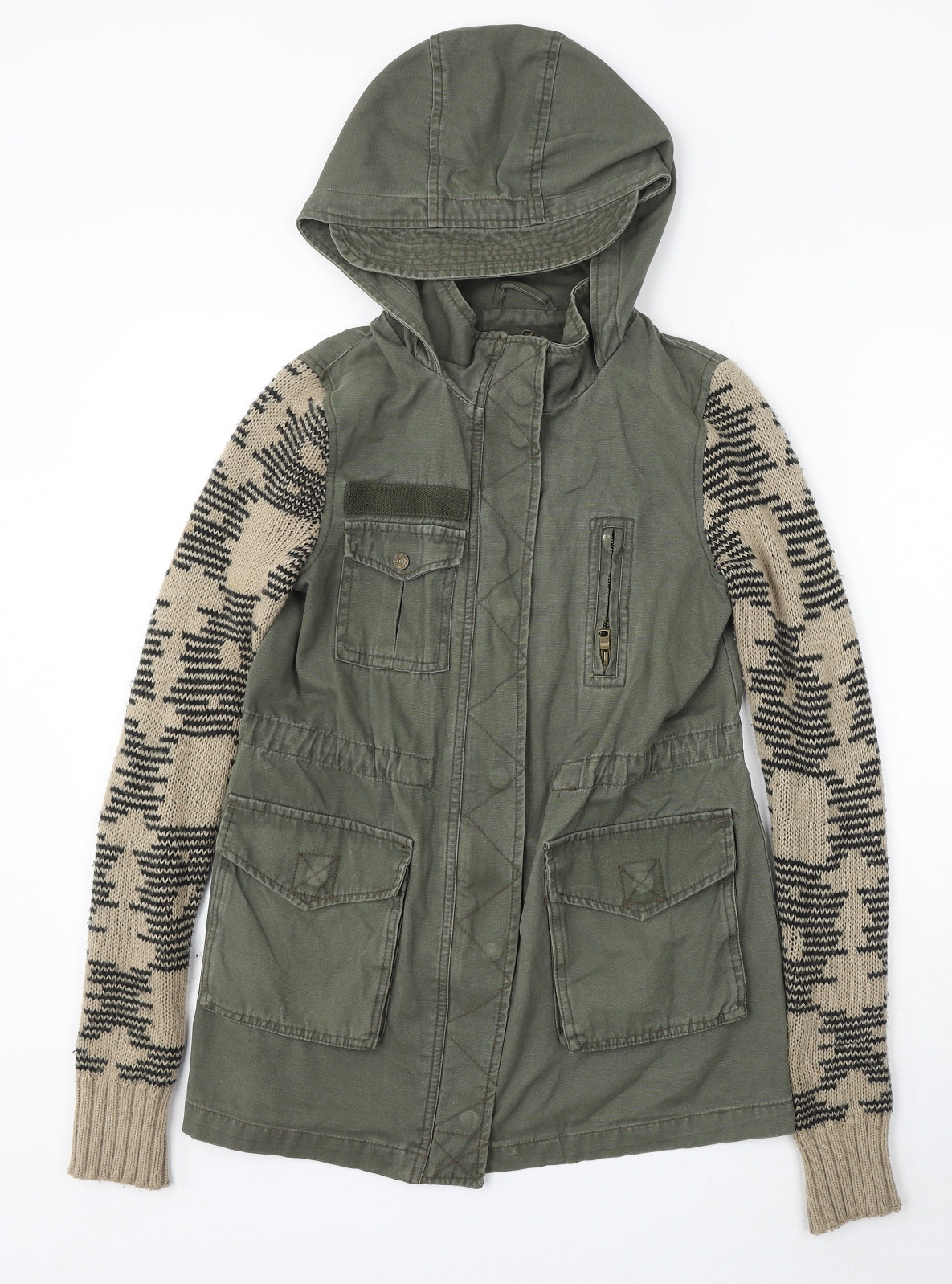Womens UK Size 6 River Island Green Parka Coat