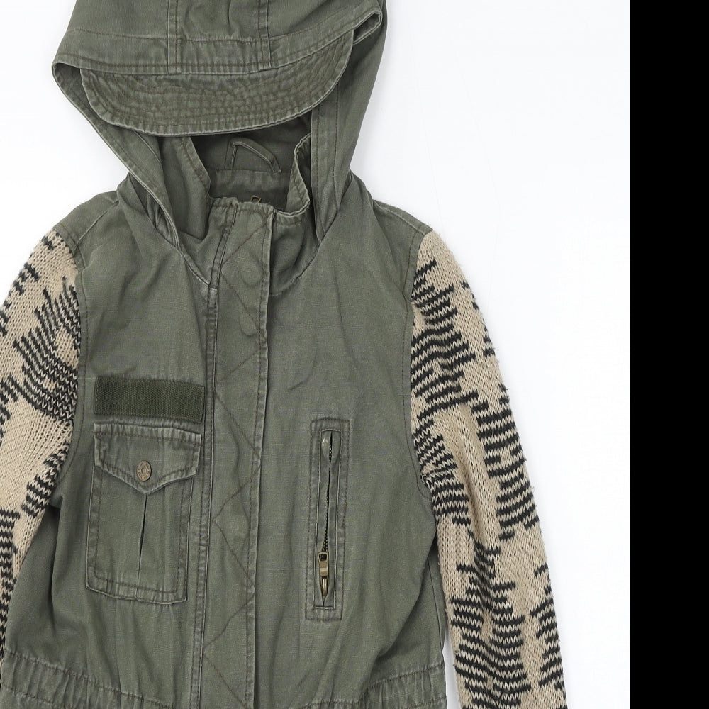 Womens UK Size 6 River Island Green Parka Coat