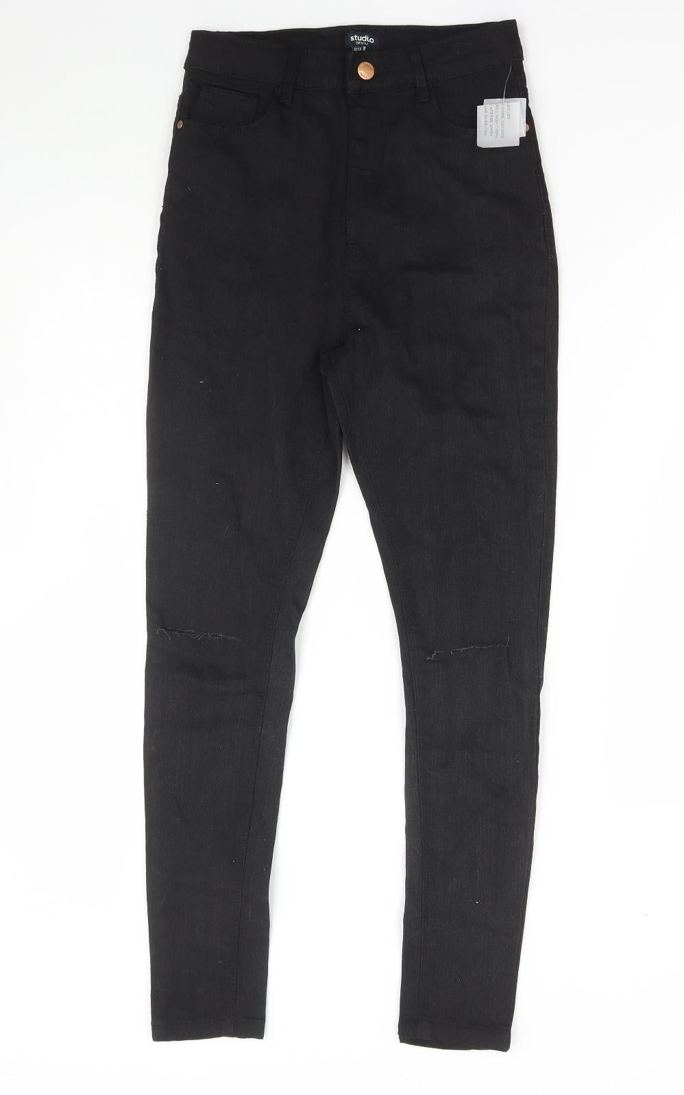 Studio Girls Black Cotton Skinny Jeans Size 12-13 Years Regular Zip