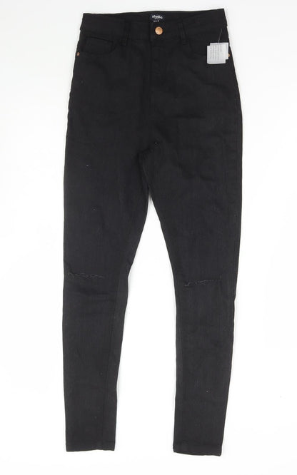 Studio Girls Black Cotton Skinny Jeans Size 12-13 Years Regular Zip