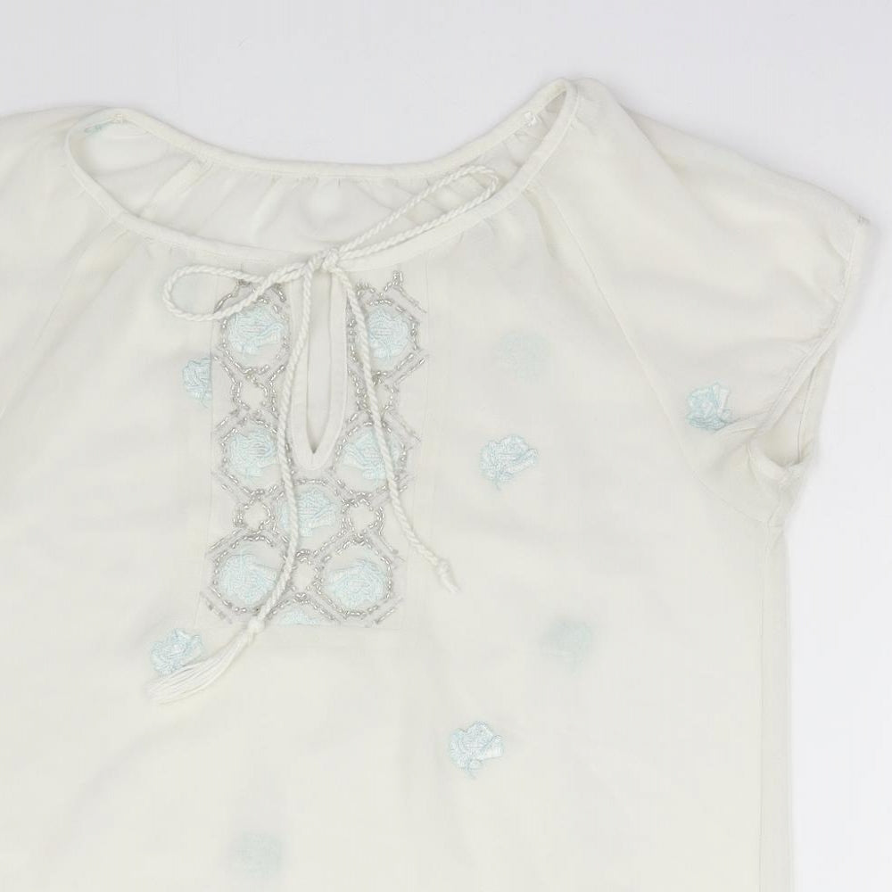 Womens UK Size M Preworn White Basic Blouse