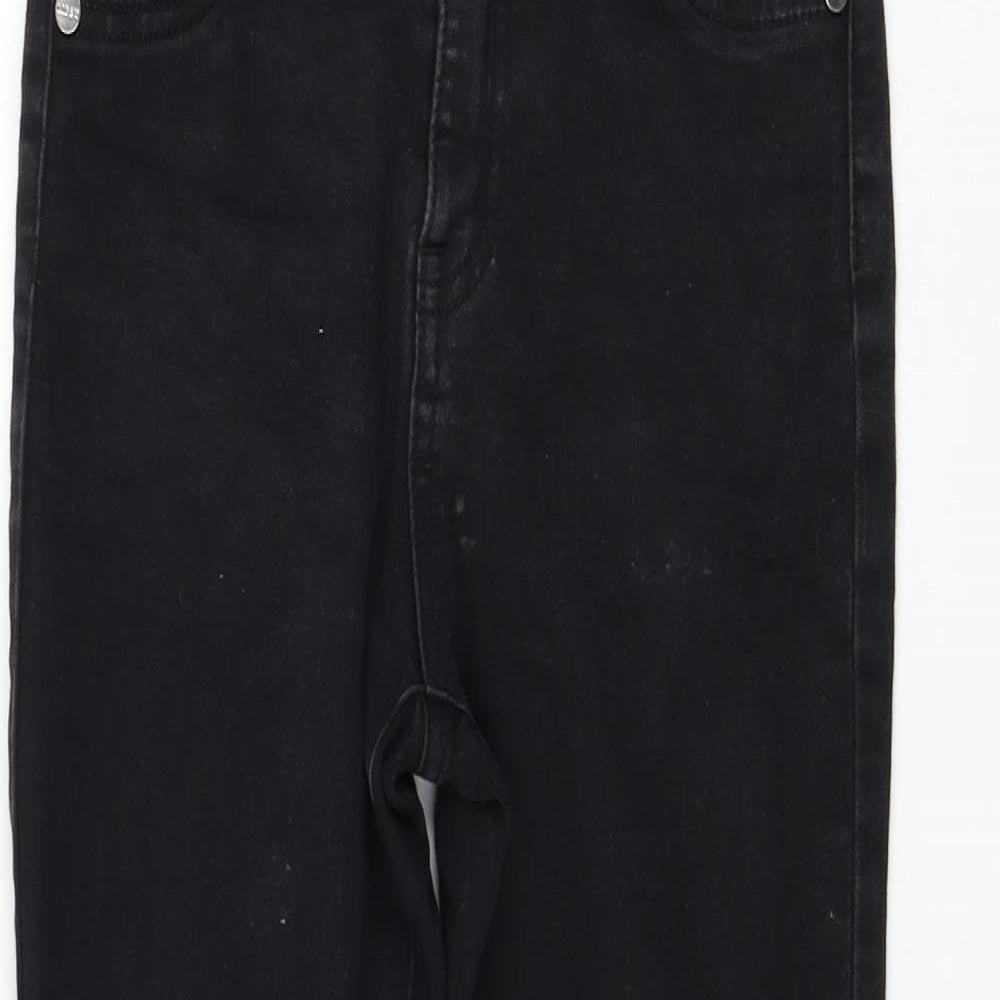 Lipsy Girls Black Cotton Skinny Jeans Size 12 Years Regular Zip - Distressed