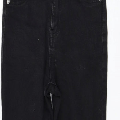Lipsy Girls Black Cotton Skinny Jeans Size 12 Years Regular Zip - Distressed