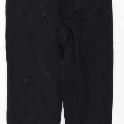 Lipsy Girls Black Cotton Skinny Jeans Size 12 Years Regular Zip - Distressed