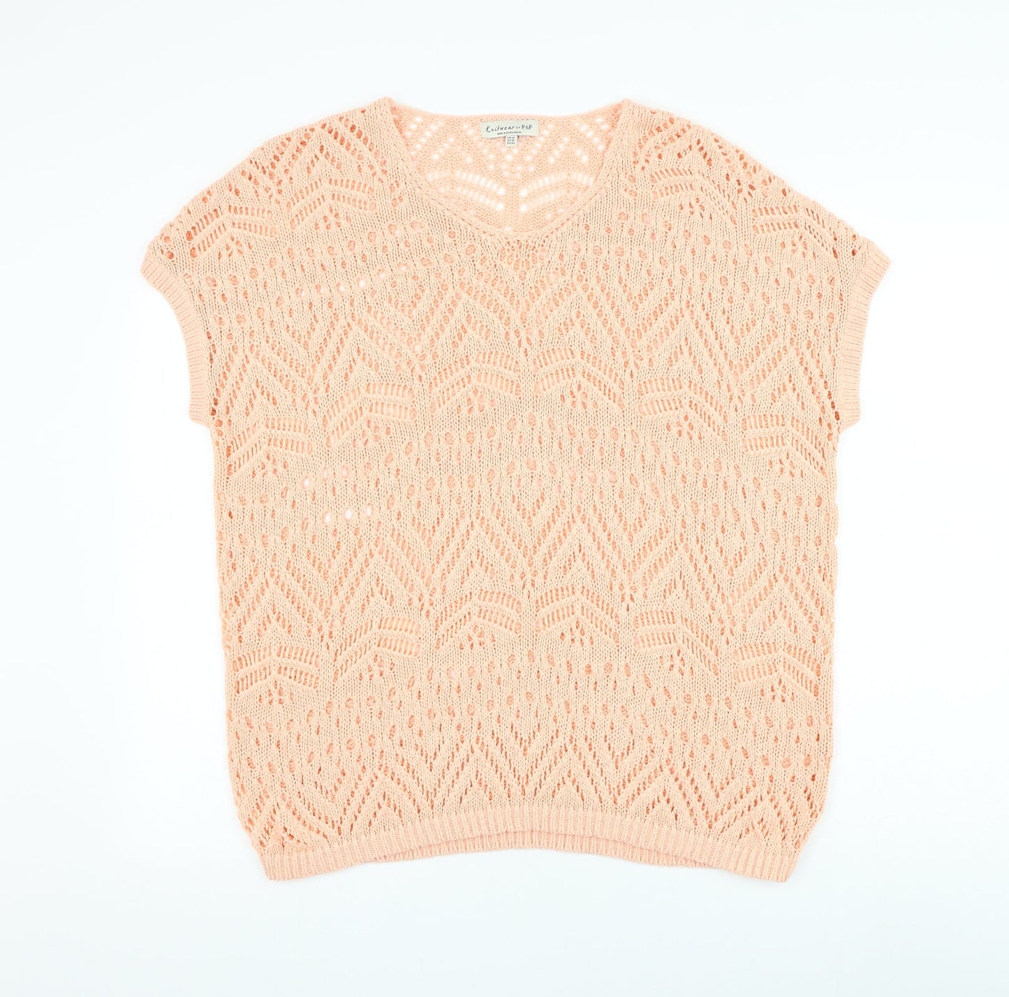 F&F Womens Pink Round Neck Polyester Vest Jumper Size 14