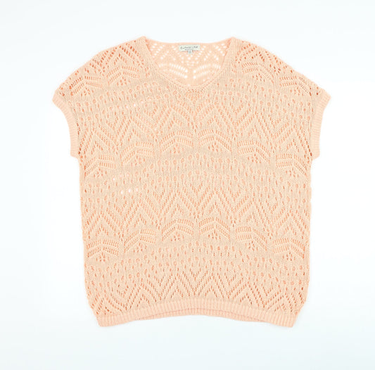 F&F Womens Pink Round Neck Polyester Vest Jumper Size 14