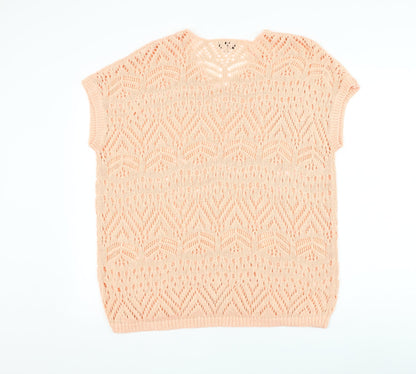 F&F Womens Pink Round Neck Polyester Vest Jumper Size 14