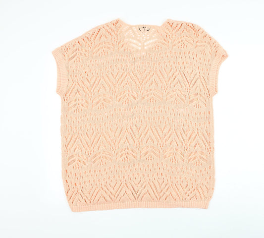 F&F Womens Pink Round Neck Polyester Vest Jumper Size 14