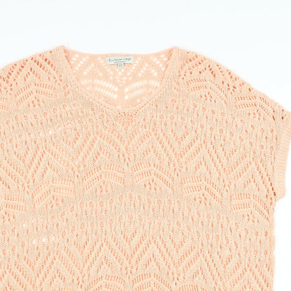 F&F Womens Pink Round Neck Polyester Vest Jumper Size 14