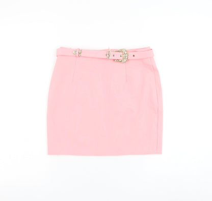Love & Other Things Womens Pink Polyester Straight & Pencil Skirt Size S Zip - Belted