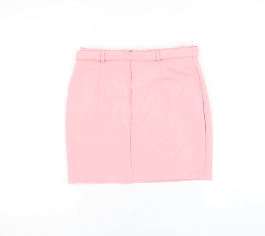 Love & Other Things Womens Pink Polyester Straight & Pencil Skirt Size S Zip - Belted