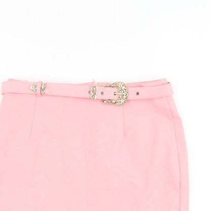 Love & Other Things Womens Pink Polyester Straight & Pencil Skirt Size S Zip - Belted