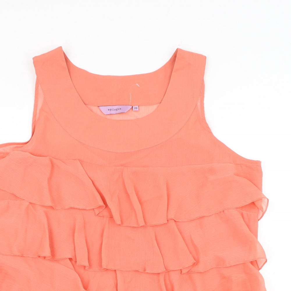 Epilogue Womens Pink Polyester Basic Blouse Size 20 Round Neck