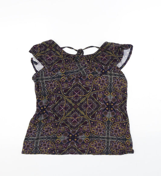 TU Womens Multicoloured Geometric Viscose Jersey Tank Size 14 Round Neck