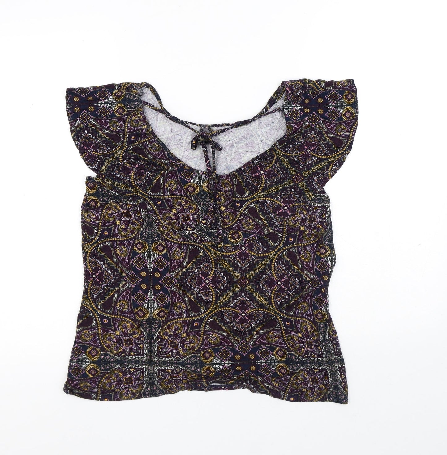 TU Womens Multicoloured Geometric Viscose Jersey Tank Size 14 Round Neck