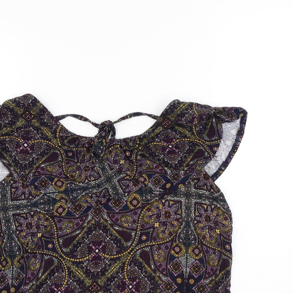 TU Womens Multicoloured Geometric Viscose Jersey Tank Size 14 Round Neck