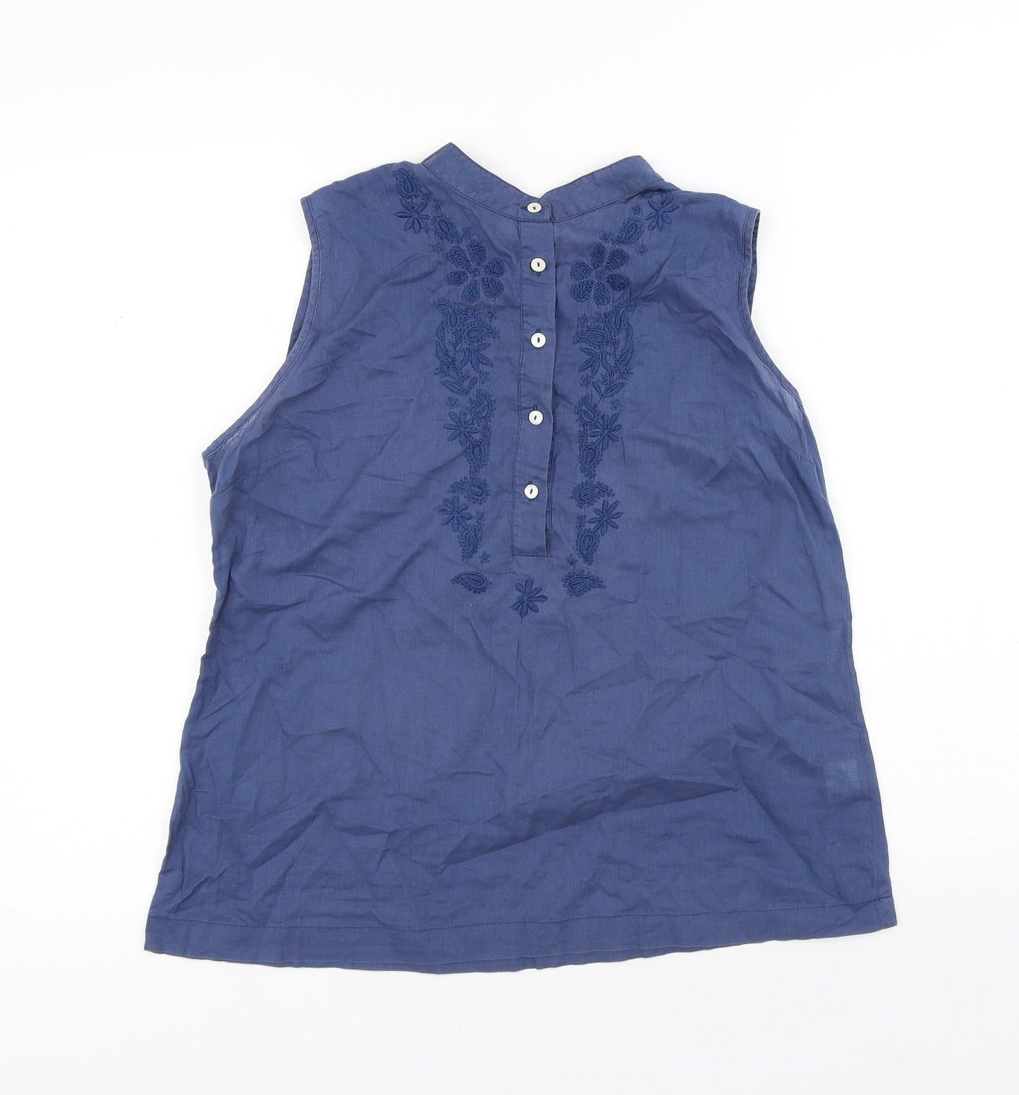 Beth Jordan Womens Blue Cotton Basic Tank Size M Round Neck