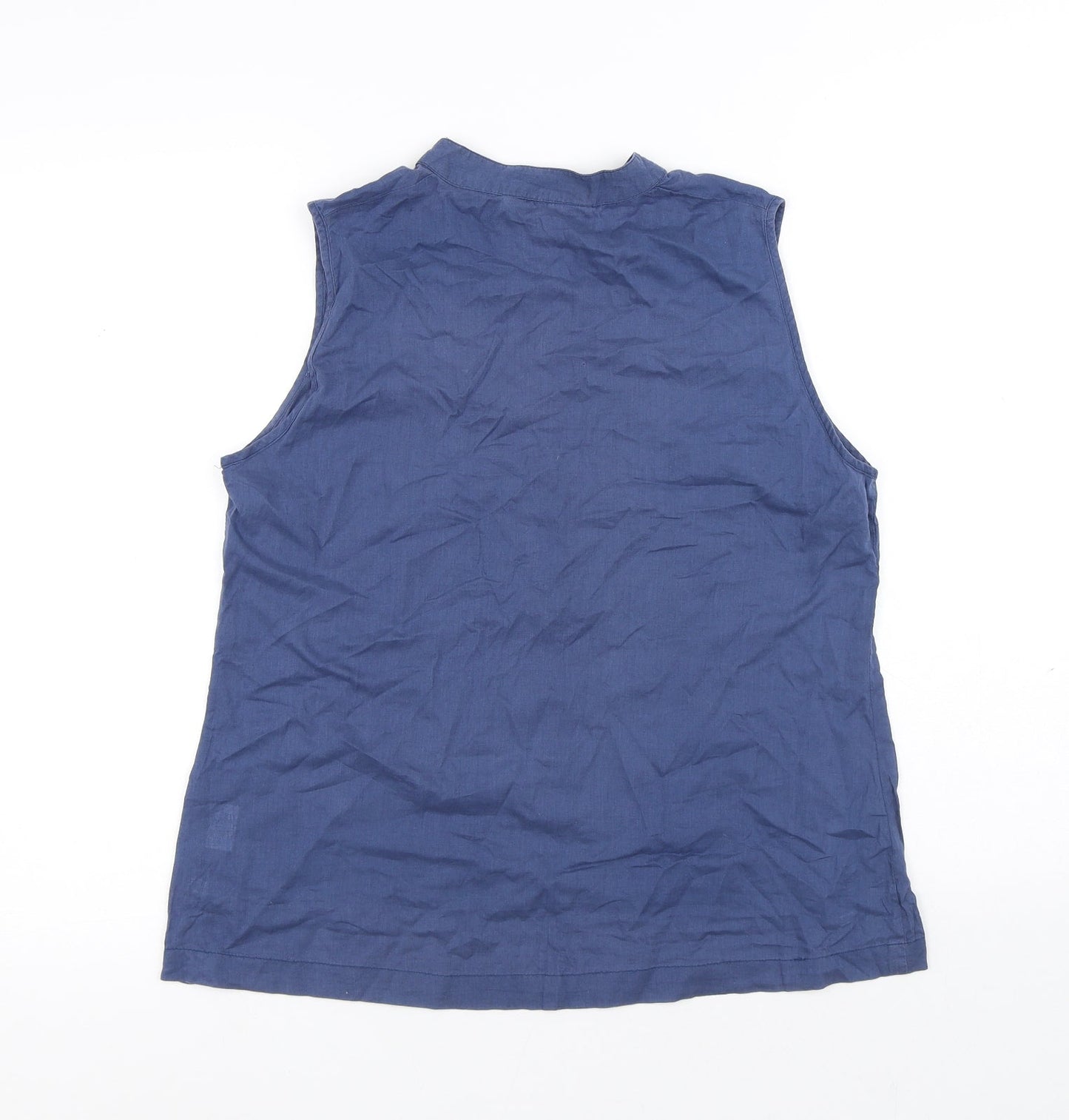 Beth Jordan Womens Blue Cotton Basic Tank Size M Round Neck