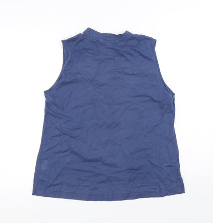 Beth Jordan Womens Blue Cotton Basic Tank Size M Round Neck