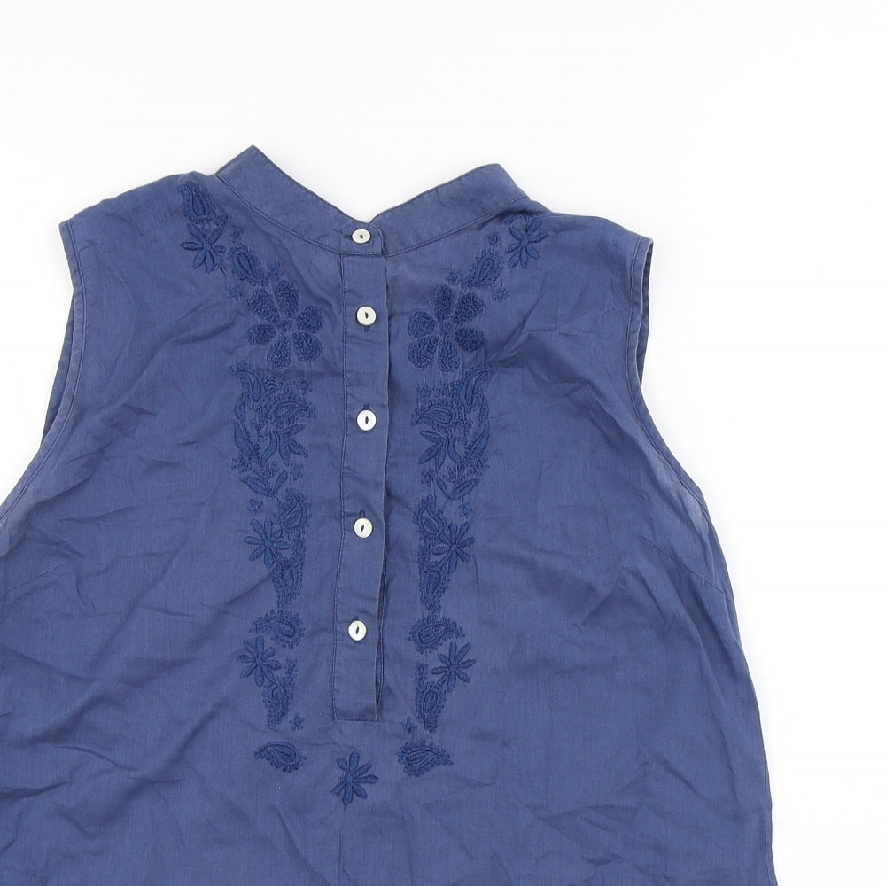 Beth Jordan Womens Blue Cotton Basic Tank Size M Round Neck