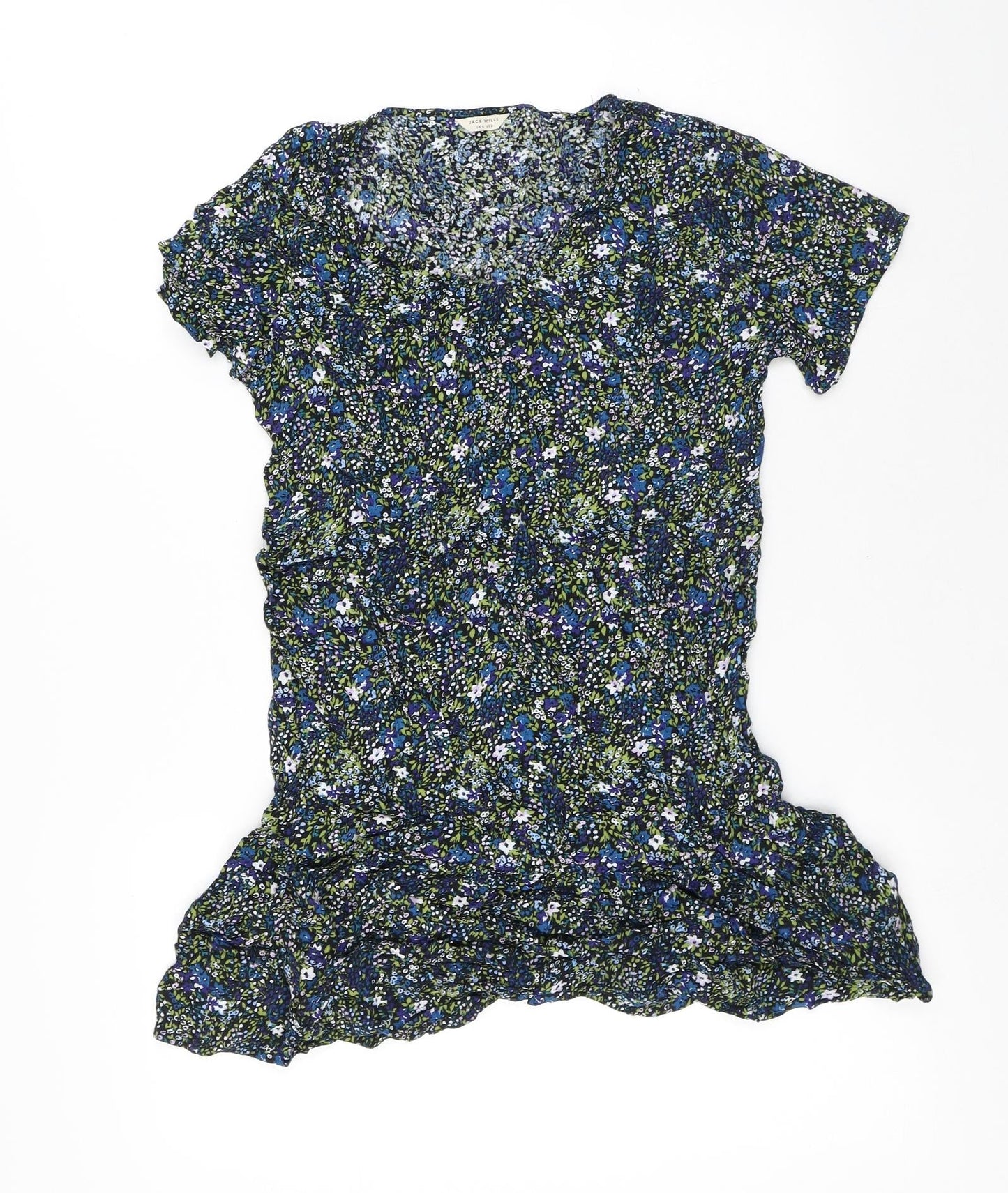 Jack Wills Womens Multicoloured Floral Viscose T-Shirt Dress Size 6 Round Neck - Flowers