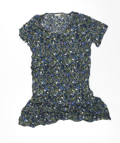 Jack Wills Womens Multicoloured Floral Viscose T-Shirt Dress Size 6 Round Neck - Flowers