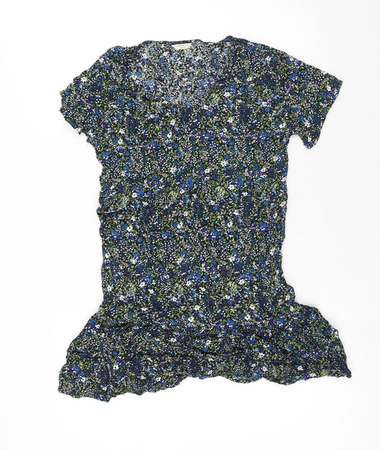 Jack Wills Womens Multicoloured Floral Viscose T-Shirt Dress Size 6 Round Neck - Flowers
