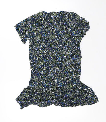 Jack Wills Womens Multicoloured Floral Viscose T-Shirt Dress Size 6 Round Neck - Flowers