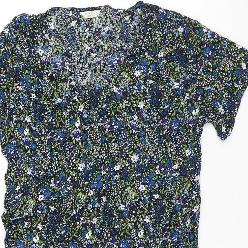 Jack Wills Womens Multicoloured Floral Viscose T-Shirt Dress Size 6 Round Neck - Flowers