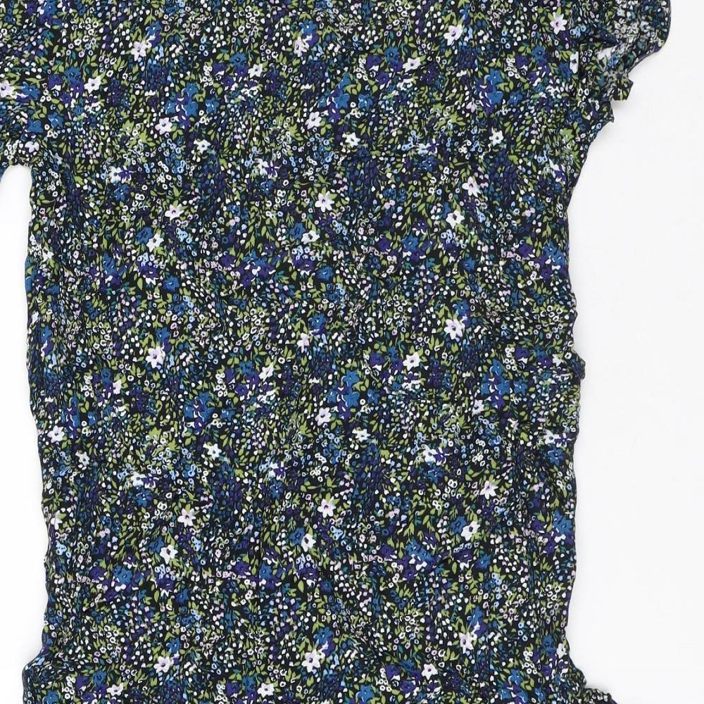 Jack Wills Womens Multicoloured Floral Viscose T-Shirt Dress Size 6 Round Neck - Flowers