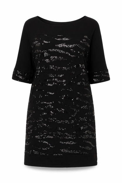 Wallis Womens Black Viscose T-Shirt Dress Size 10 Round Neck