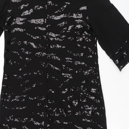 Wallis Womens Black Viscose T-Shirt Dress Size 10 Round Neck