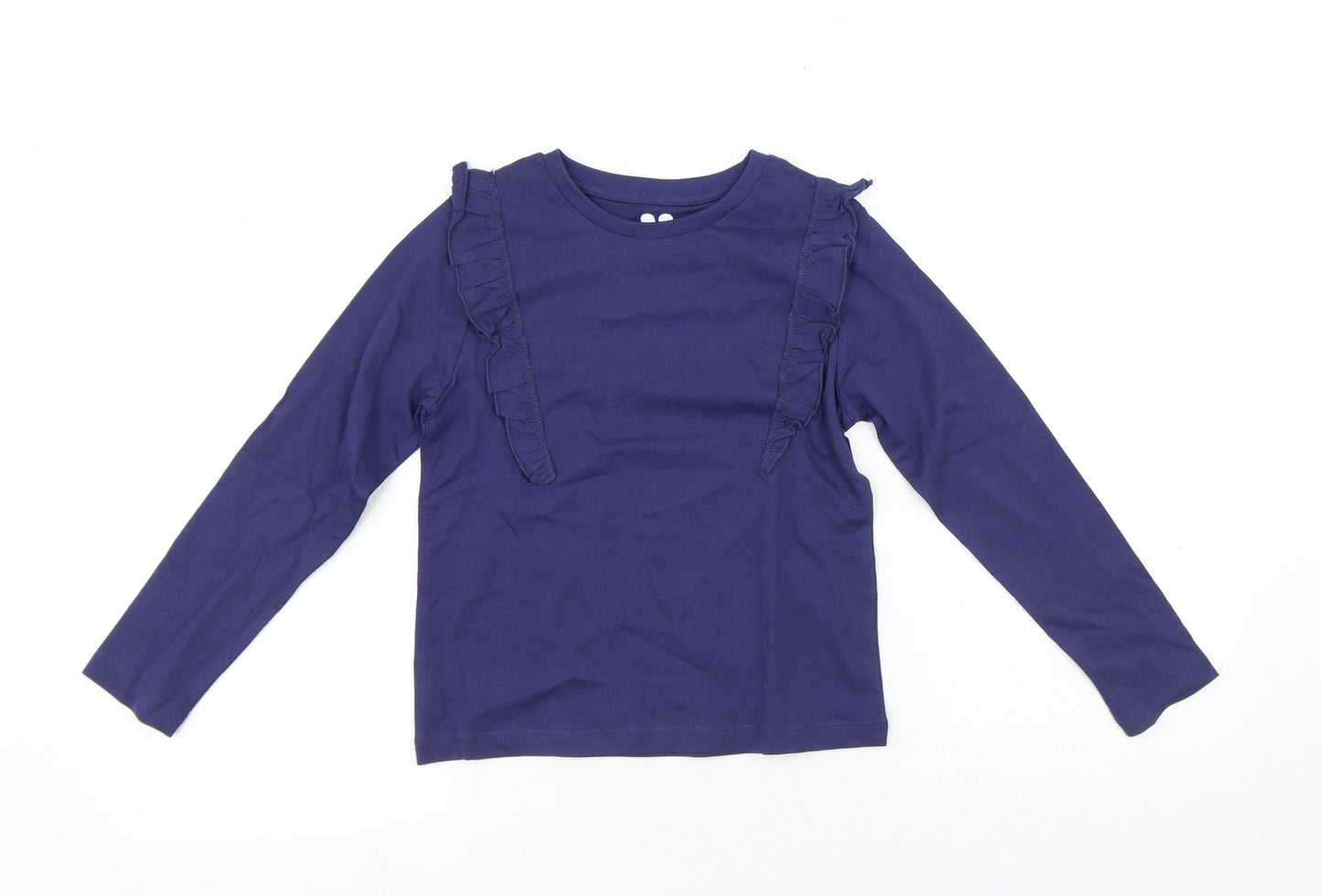 V by Very Girls Blue Cotton Pullover T-Shirt Size 8 Years Round Neck