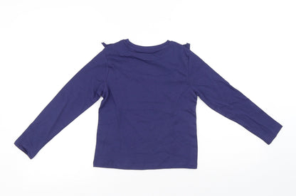 V by Very Girls Blue Cotton Pullover T-Shirt Size 8 Years Round Neck