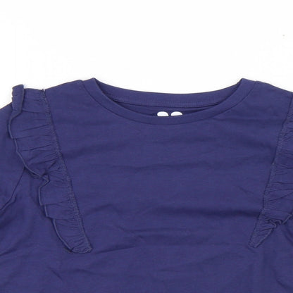 V by Very Girls Blue Cotton Pullover T-Shirt Size 8 Years Round Neck
