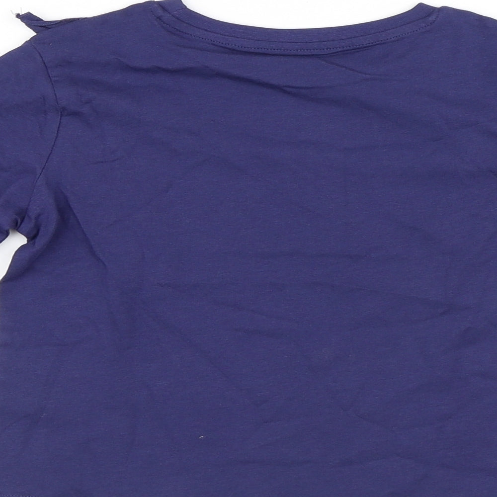 V by Very Girls Blue Cotton Pullover T-Shirt Size 8 Years Round Neck