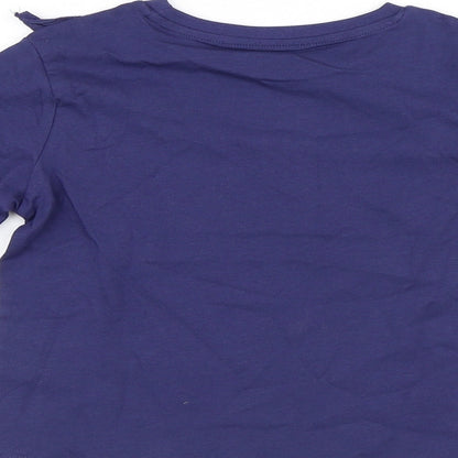 V by Very Girls Blue Cotton Pullover T-Shirt Size 8 Years Round Neck