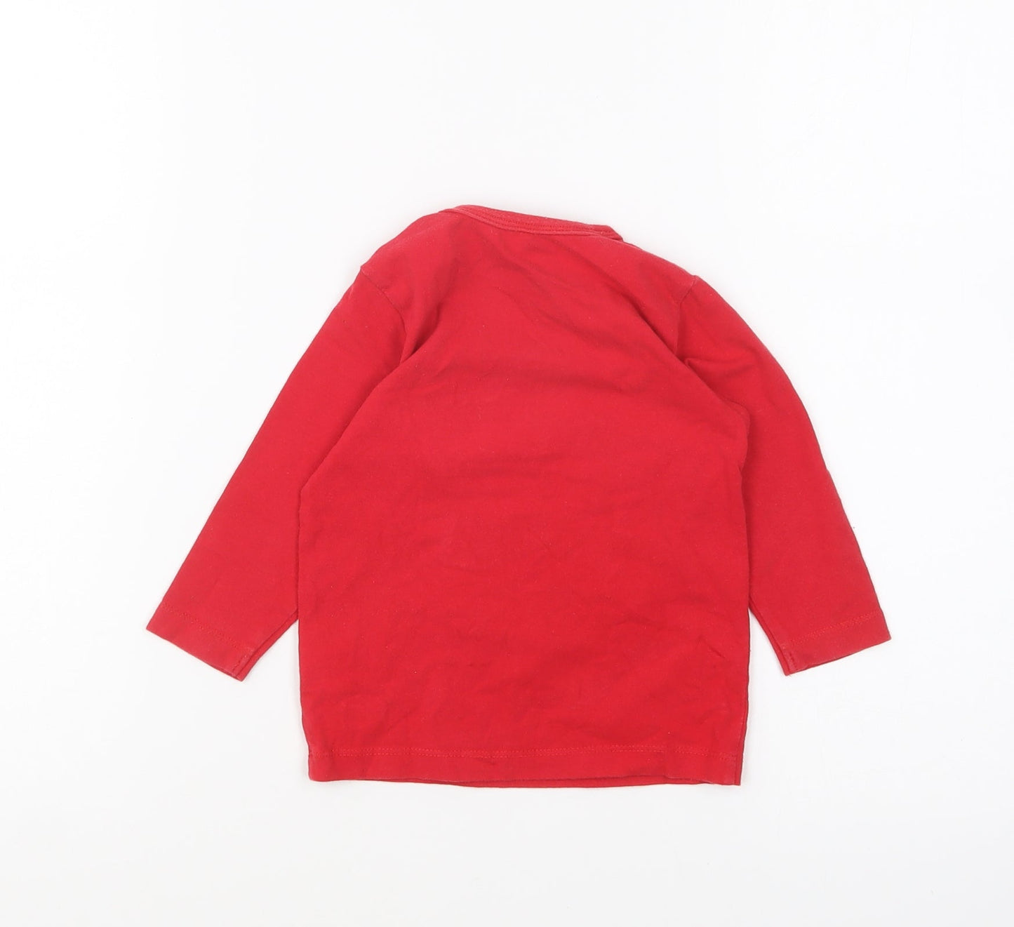 Preworn Baby Red Cotton Basic T-Shirt Size 6-9 Months Round Neck Pullover - Star