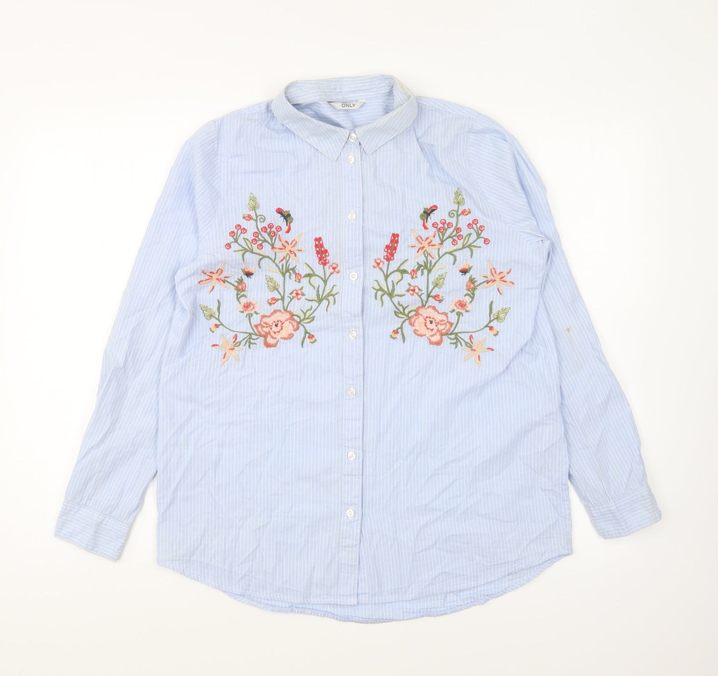 Womens UK Size 8 Only Blue Basic Button-Up