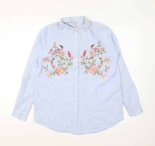 Womens UK Size 8 Only Blue Basic Button-Up