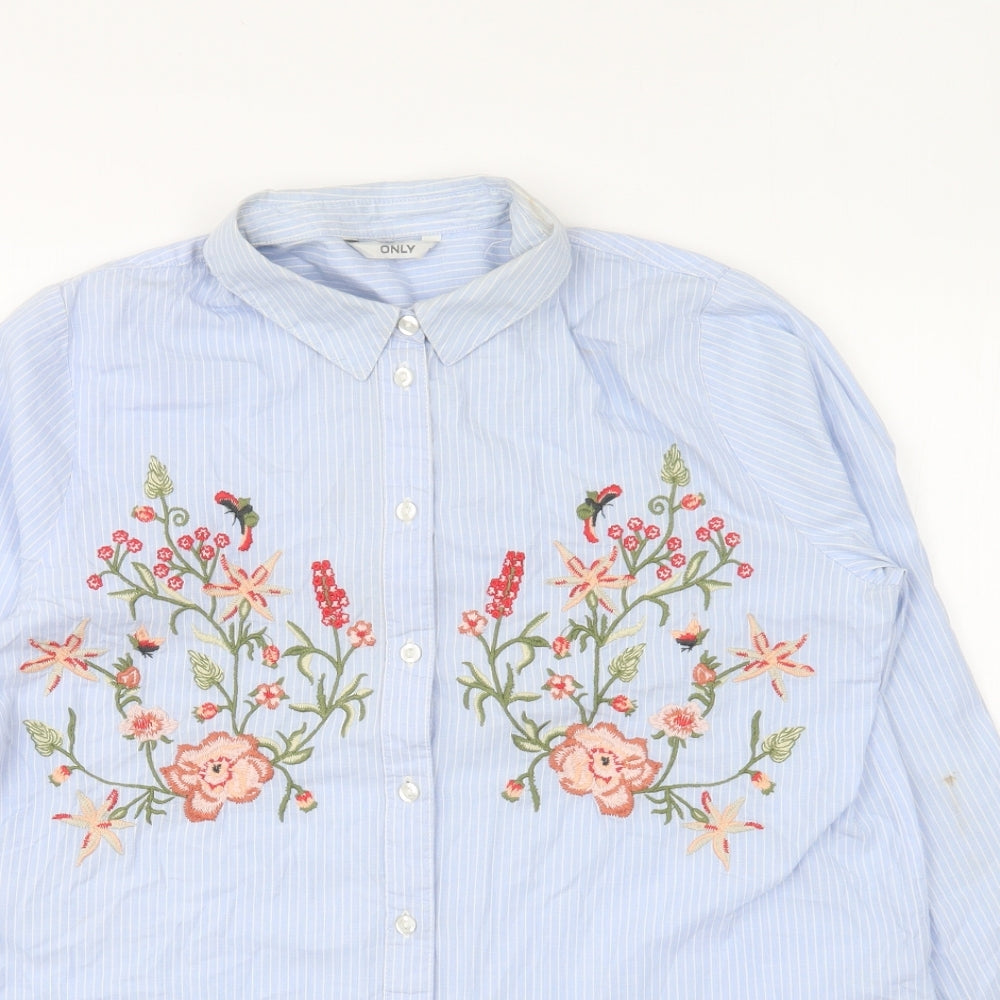 Womens UK Size 8 Only Blue Basic Button-Up