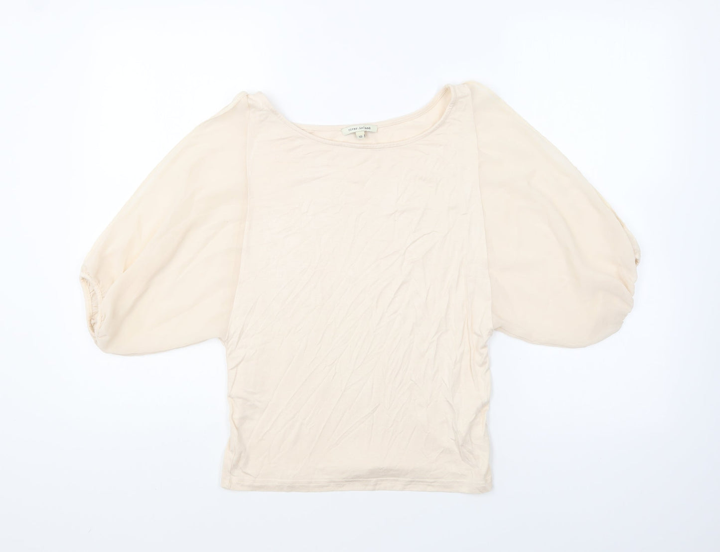 Womens UK Size 10 River Island Beige Basic Blouse