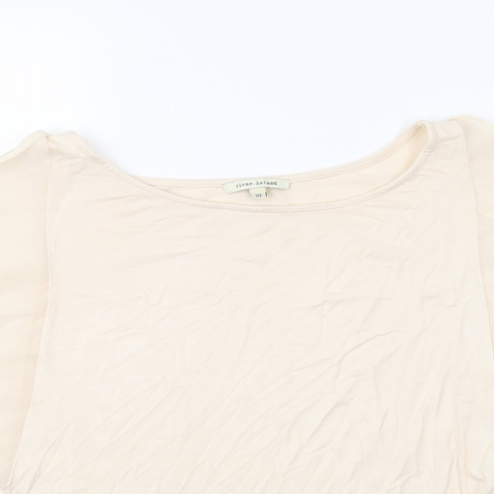 Womens UK Size 10 River Island Beige Basic Blouse