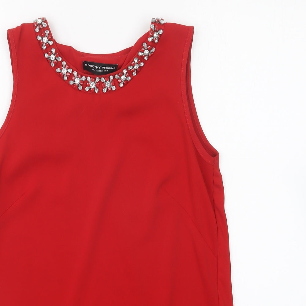 Womens UK Size 8 Dorothy Perkins Red Basic Blouse