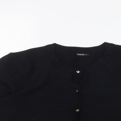 Womens UK Size 14 Roman Black Cardigan Jumper
