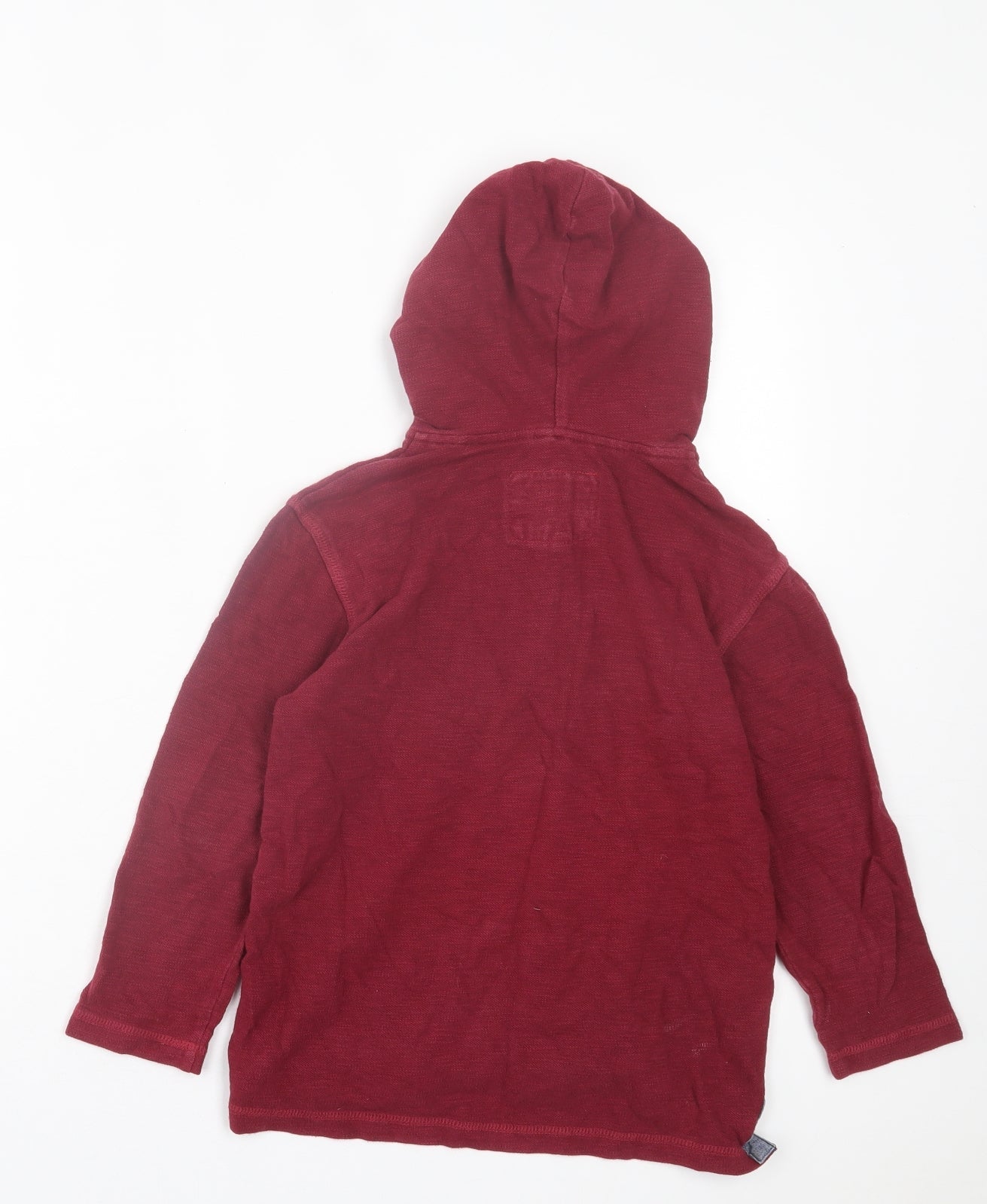 Debenhams Boys Red Cotton Pullover Hoodie Size 6-7 Years Button