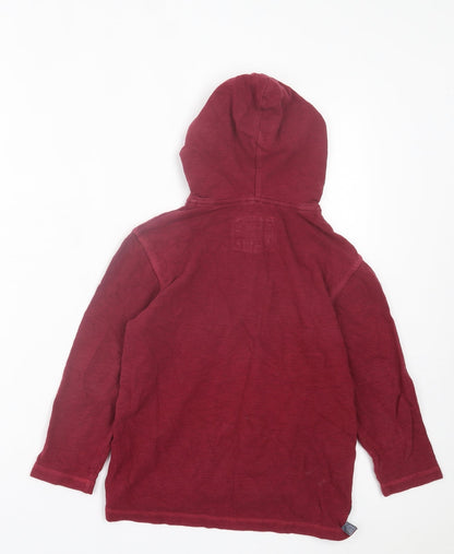 Debenhams Boys Red Cotton Pullover Hoodie Size 6-7 Years Button