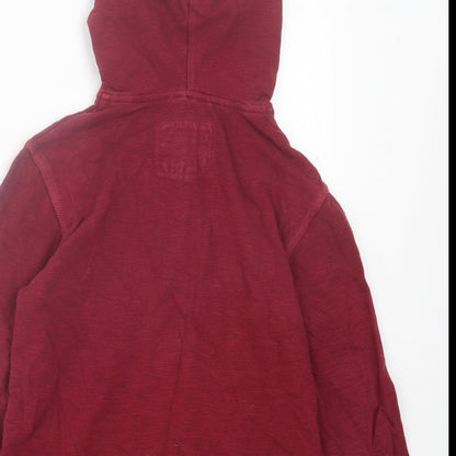 Debenhams Boys Red Cotton Pullover Hoodie Size 6-7 Years Button