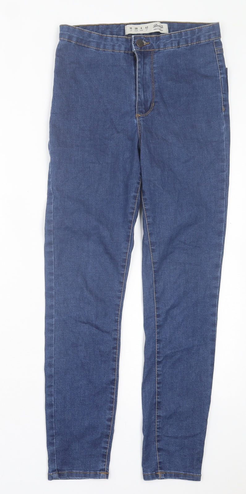 Denim & Co. Womens Blue Cotton Skinny Jeans Size 10 L27 in Regular Button